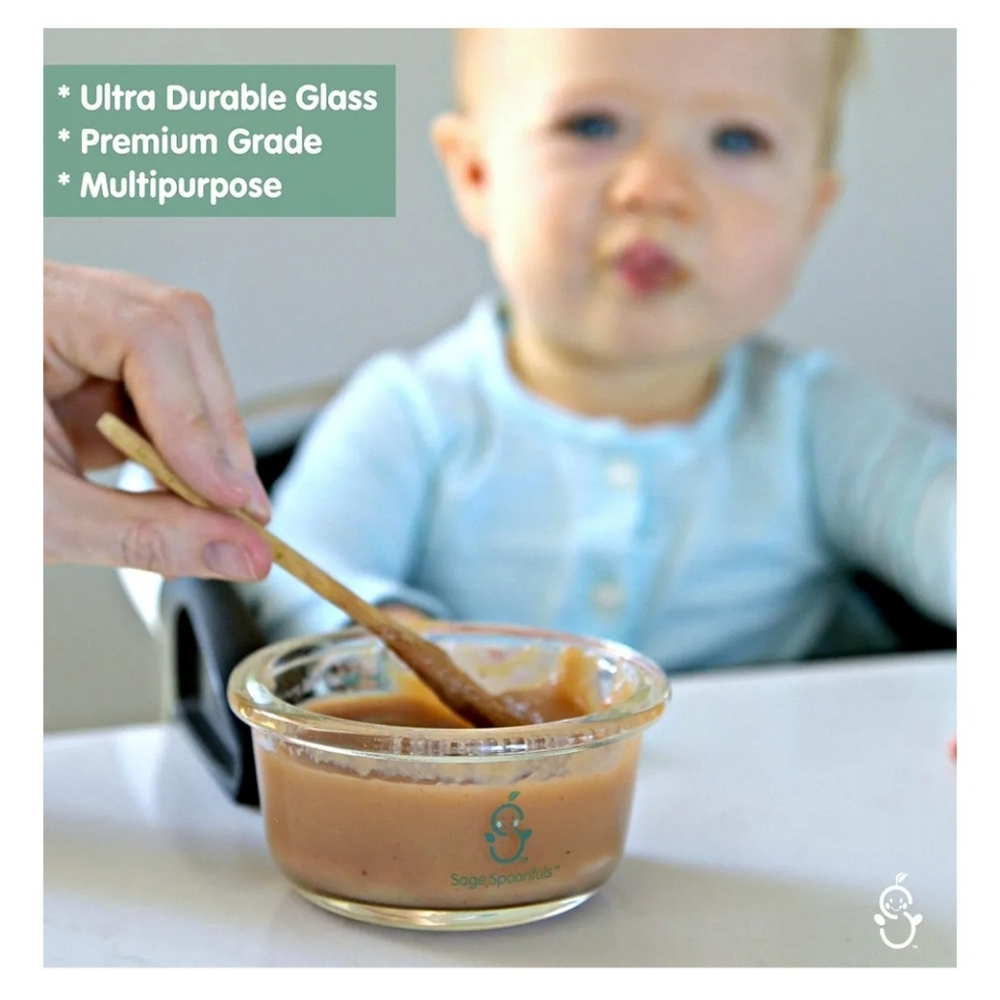 Sage Spoonfuls Glass Baby Food Containers with Lids, 4 Pack, 7 oz Baby Food Jars - Picture 4 of 10